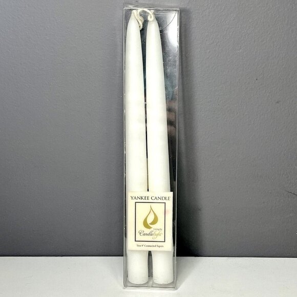 YANKEE CANDLE Living By Candlelight White Two 9" Connected Taper Candles - NEW‎ - Picture 2 of 10
